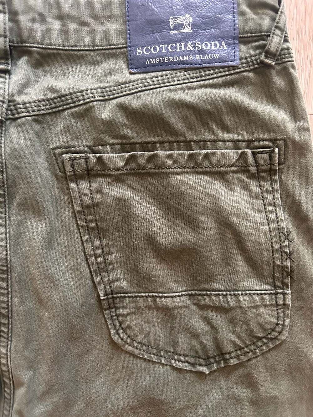 Scotch & Soda Amsterdams Blauw Mailer Olive Green Chino Pants W:34 L:32 - Picture 9 of 9